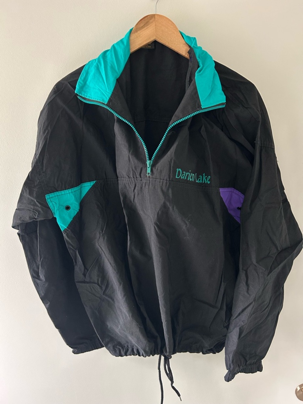 Vintage Darien Lake Windbreaker with Teal & Purple Accents